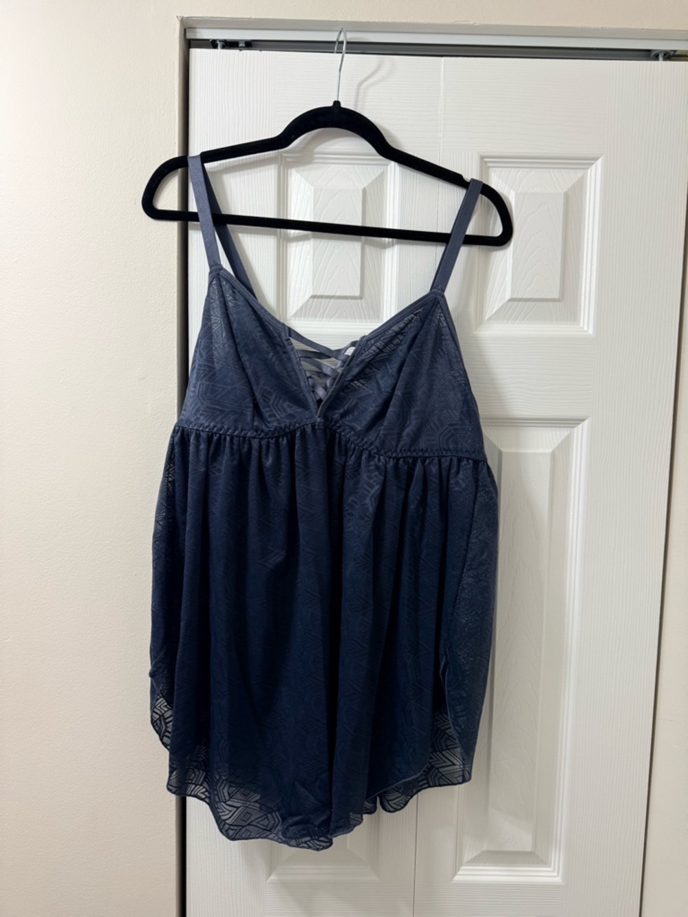 Torrid Navy Lace-Textured Crisscross Babydoll Camisole Lingerie